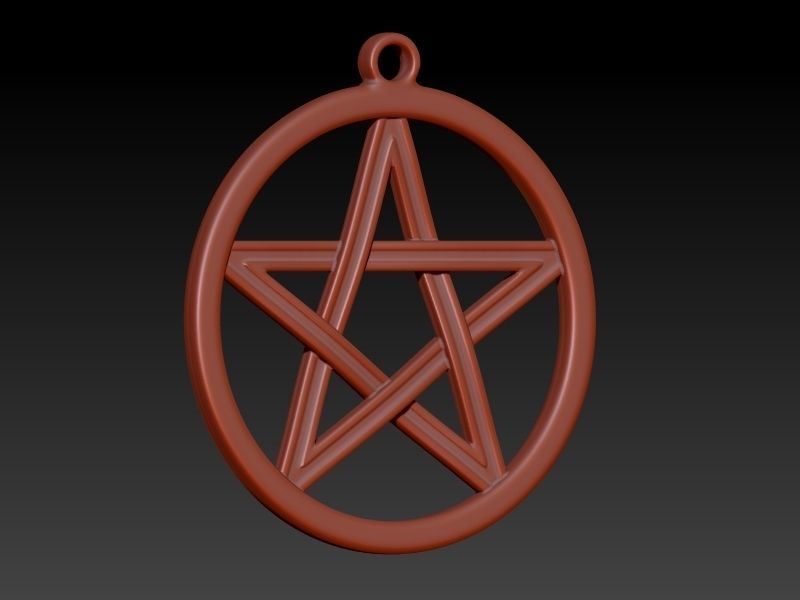 Pentagram Wiccan Star In A Circle Pendant Necklace Charm Jewelry 3D print model_1