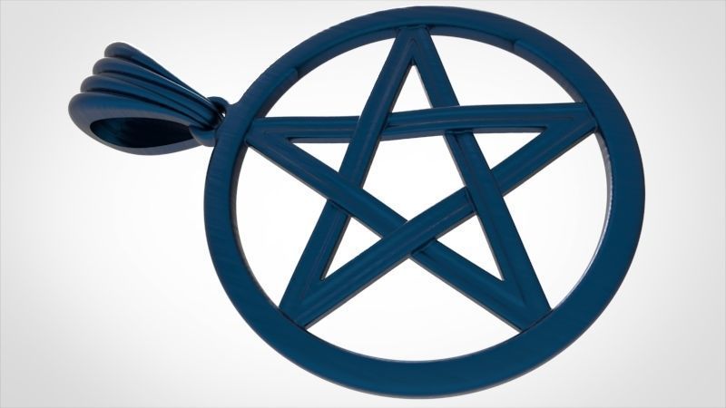 Pentagram Wiccan Star In A Circle Pendant Necklace Charm Jewelry 3D print model_27