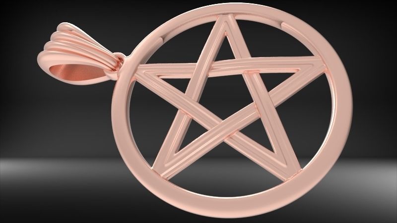 Pentagram Wiccan Star In A Circle Pendant Necklace Charm Jewelry 3D print model_10