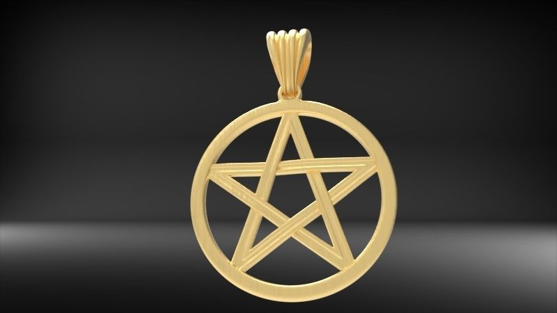 Pentagram Wiccan Star In A Circle Pendant Necklace Charm Jewelry 3D print model_8