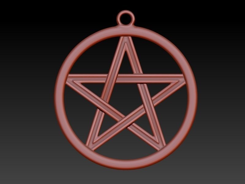 Pentagram Wiccan Star In A Circle Pendant Necklace Charm Jewelry 3D print model_2