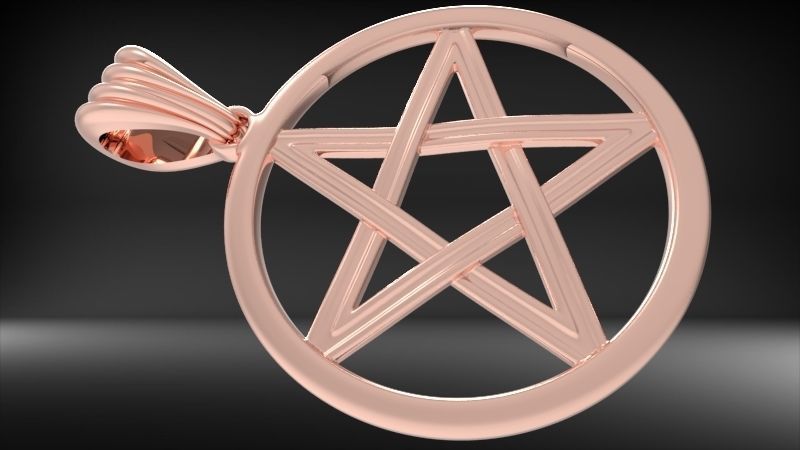 Pentagram Wiccan Star In A Circle Pendant Necklace Charm Jewelry 3D print model_3