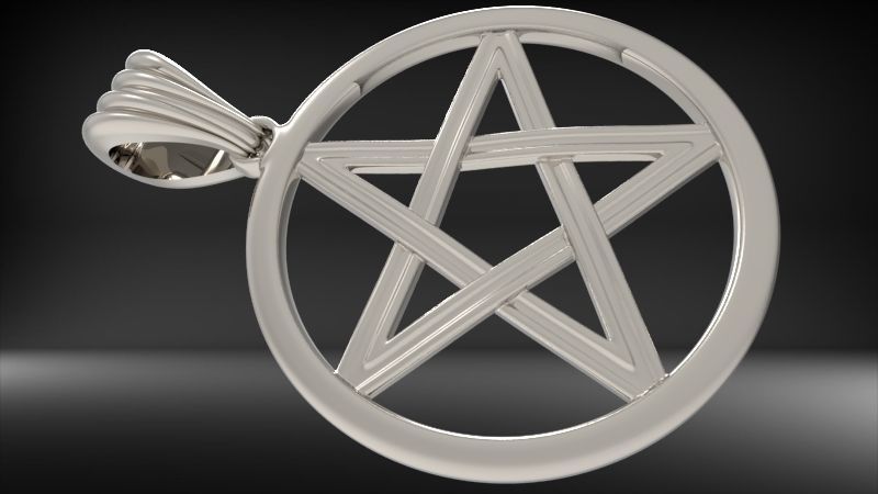 Pentagram Wiccan Star In A Circle Pendant Necklace Charm Jewelry 3D print model_15