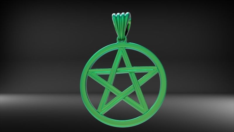 Pentagram Wiccan Star In A Circle Pendant Necklace Charm Jewelry 3D print model_24