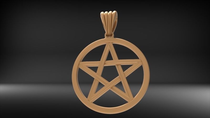 Pentagram Wiccan Star In A Circle Pendant Necklace Charm Jewelry 3D print model_5