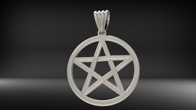 Pentagram Wiccan Star In A Circle Pendant Necklace Charm Jewelry 3D print model_4