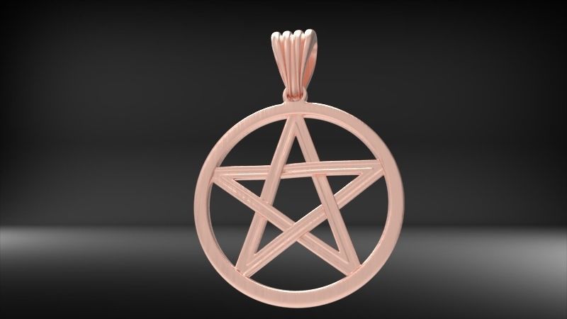 Pentagram Wiccan Star In A Circle Pendant Necklace Charm Jewelry 3D print model_19
