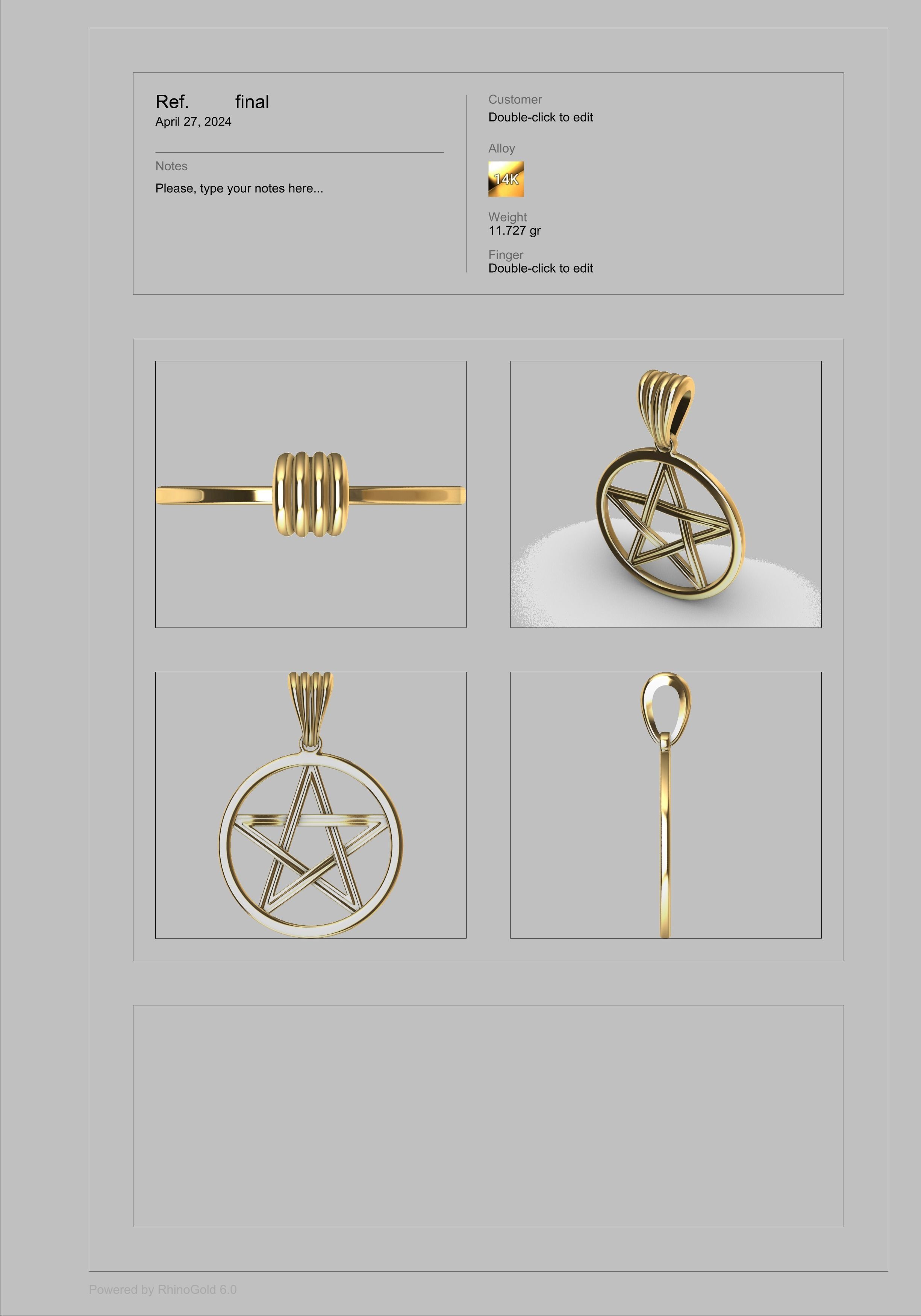 Pentagram Wiccan Star In A Circle Pendant Necklace Charm Jewelry 3D print model_23