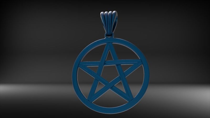Pentagram Wiccan Star In A Circle Pendant Necklace Charm Jewelry 3D print model_26