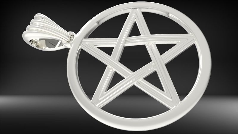 Pentagram Wiccan Star In A Circle Pendant Necklace Charm Jewelry 3D print model_16