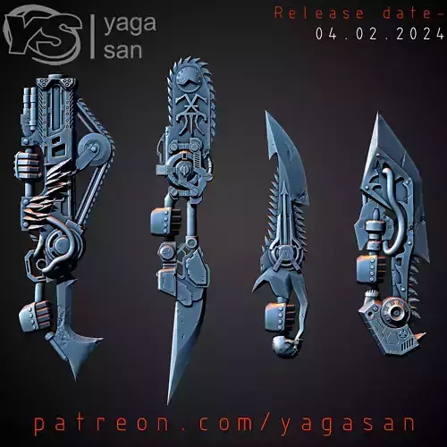 CHAOS CHAINSAW WEAPONS KITBASH PACK 3D print model
