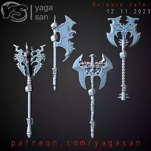 CHAOS AND KHARNE AXES KITBASH PACK 2 3D print model