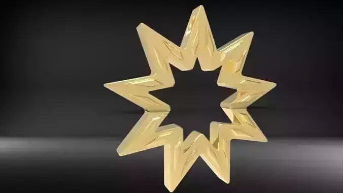 9 Point Bahai Star Faith Pendant Necklace Jewelry 3D print model
