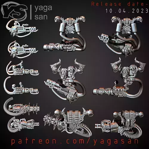 CSM GATLINGS FLAMETHROWERS AND BACKPACKS KITBASH PACK 3D print model