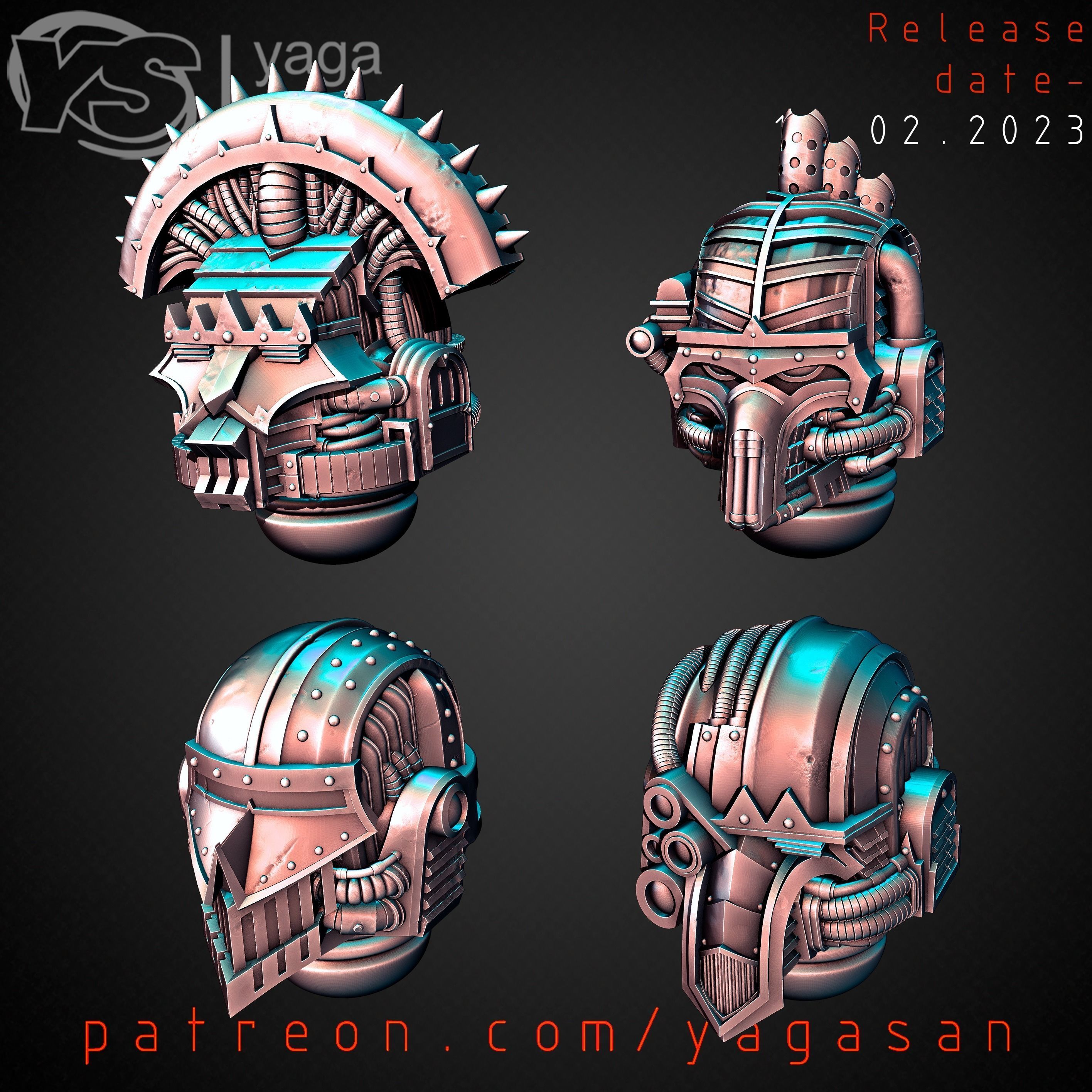 IRON WARRIORS HEADS KITBASH PACK 3D print model_1