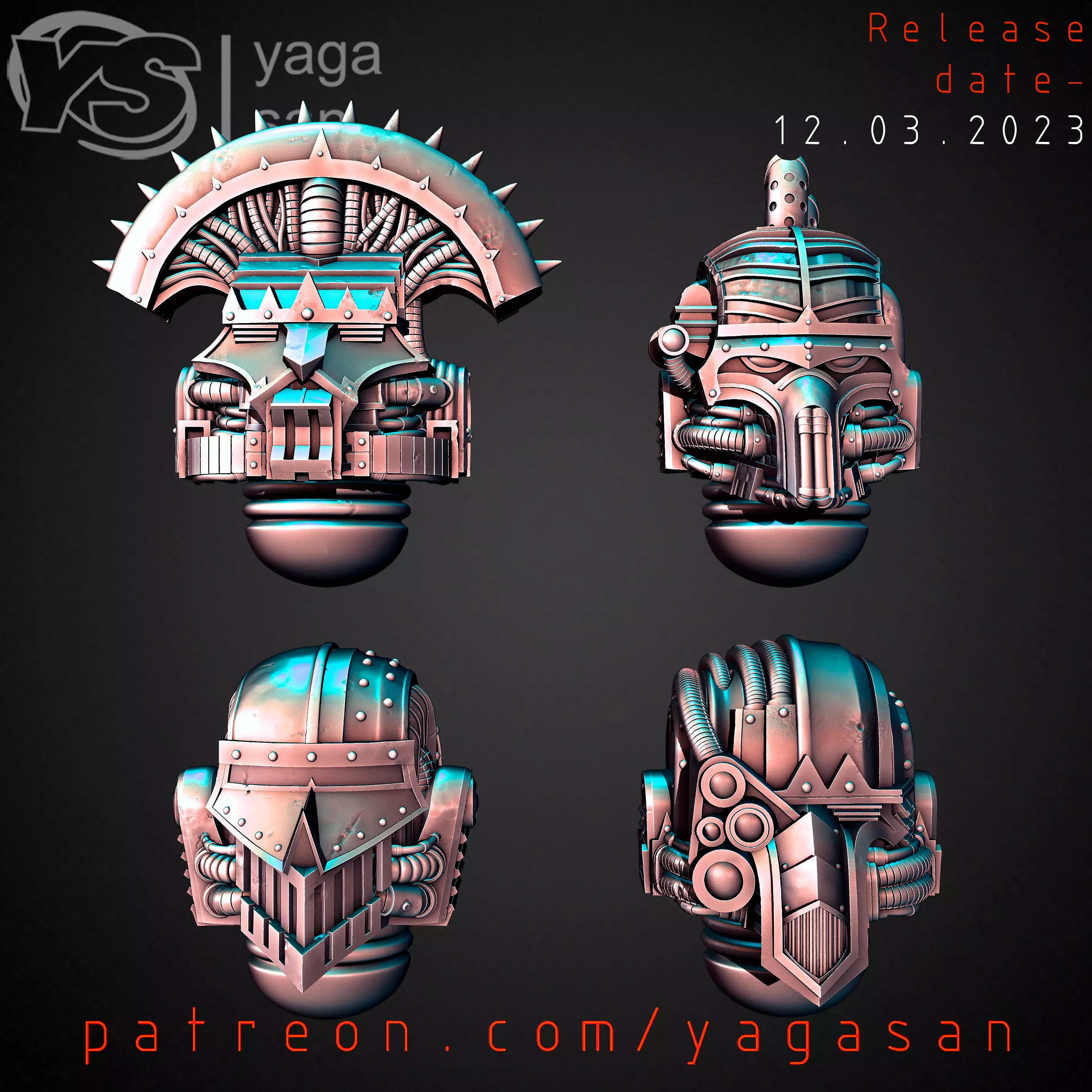 IRON WARRIORS HEADS KITBASH PACK 3D print model_0