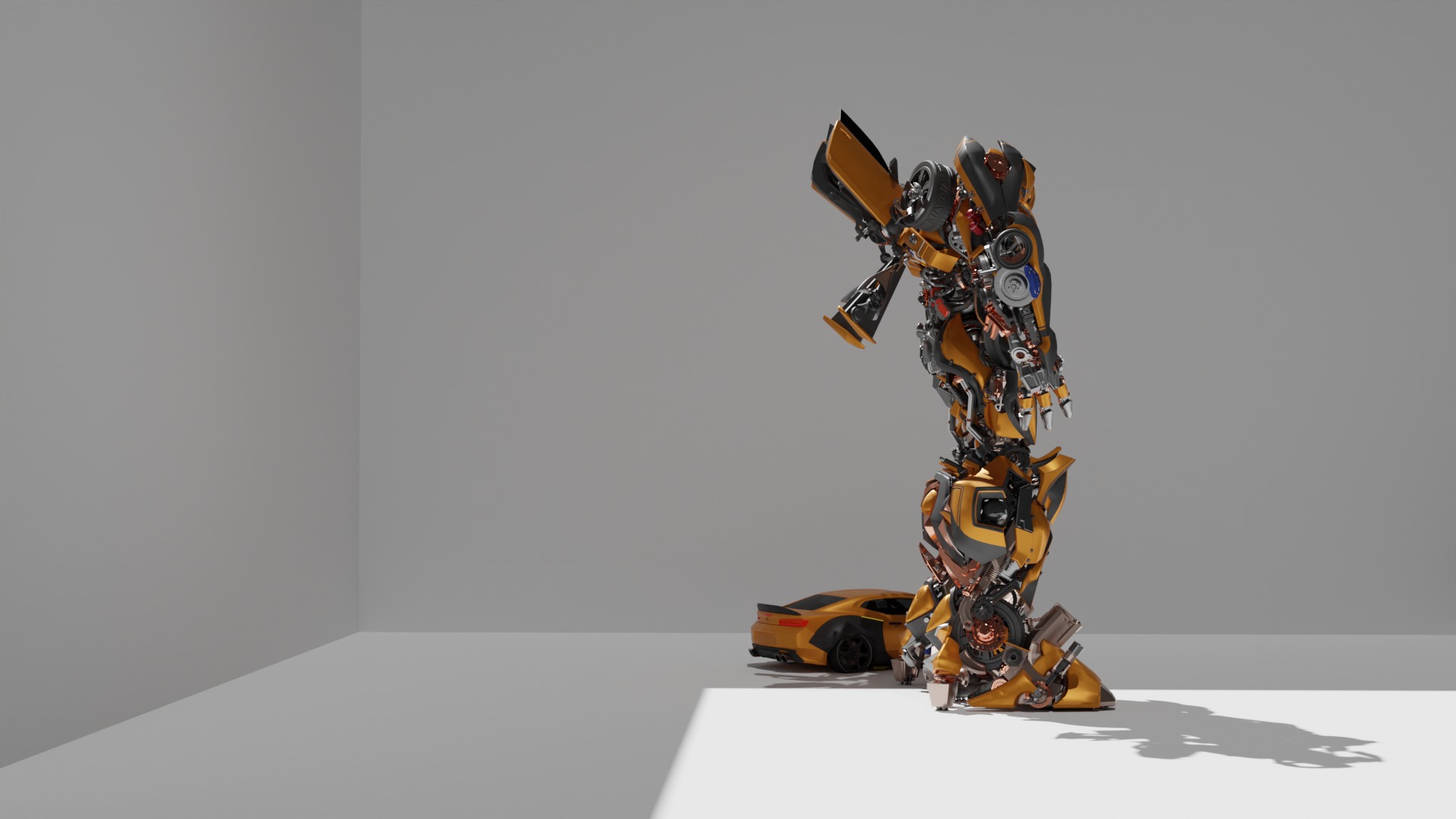 Realistic Bumblebee Transformer and Chevrolet Camaro 3D model_3