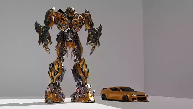 Realistic Bumblebee Transformer and Chevrolet Camaro 3D model