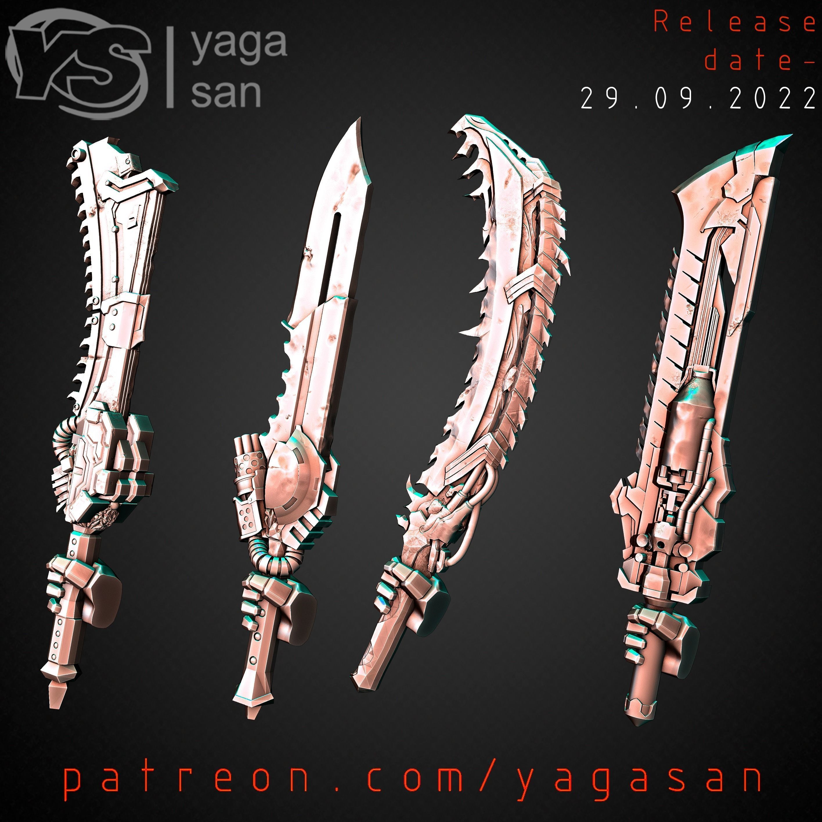 SAW SWORDS KITBASH PACK 3D print model_2