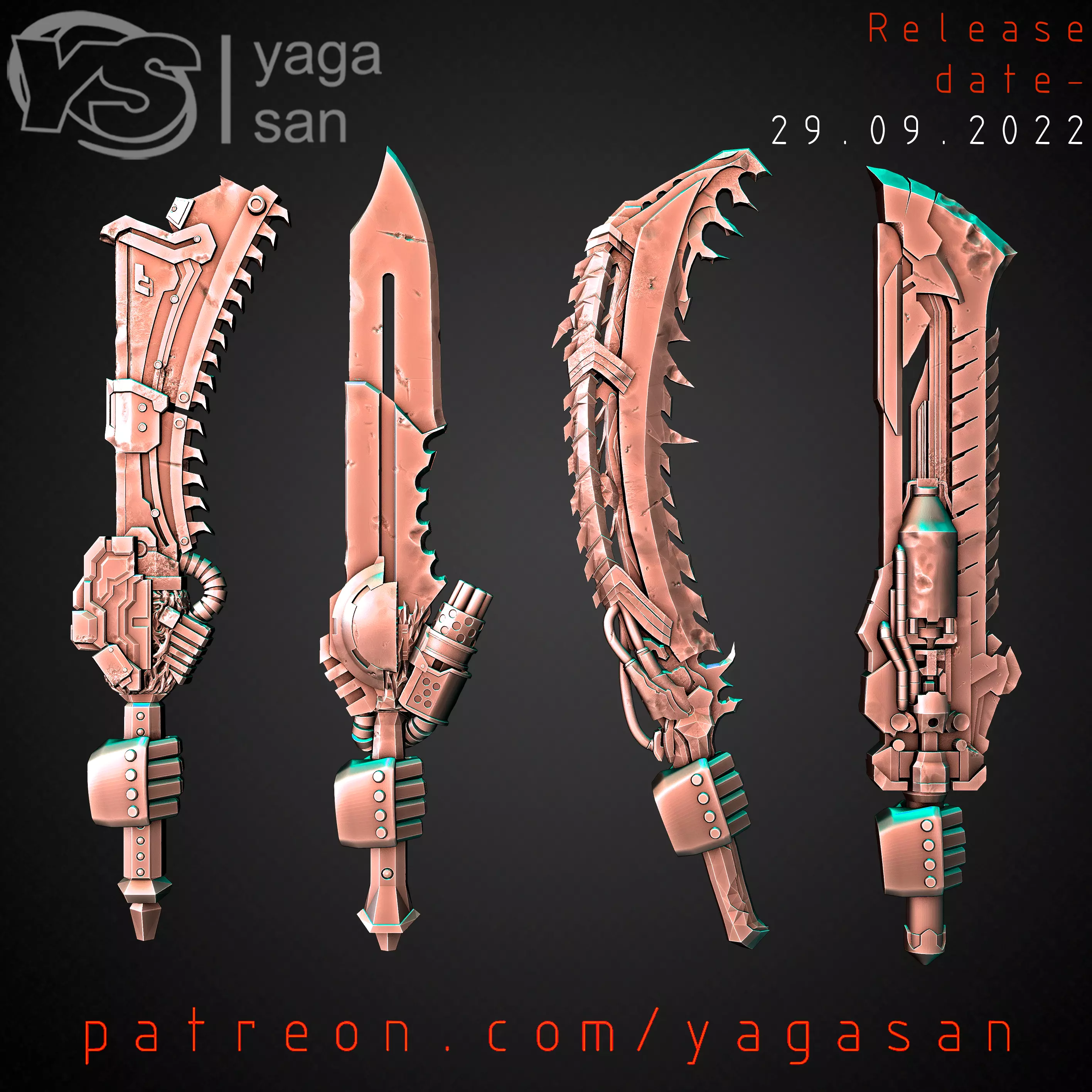 SAW SWORDS KITBASH PACK 3D print model_0