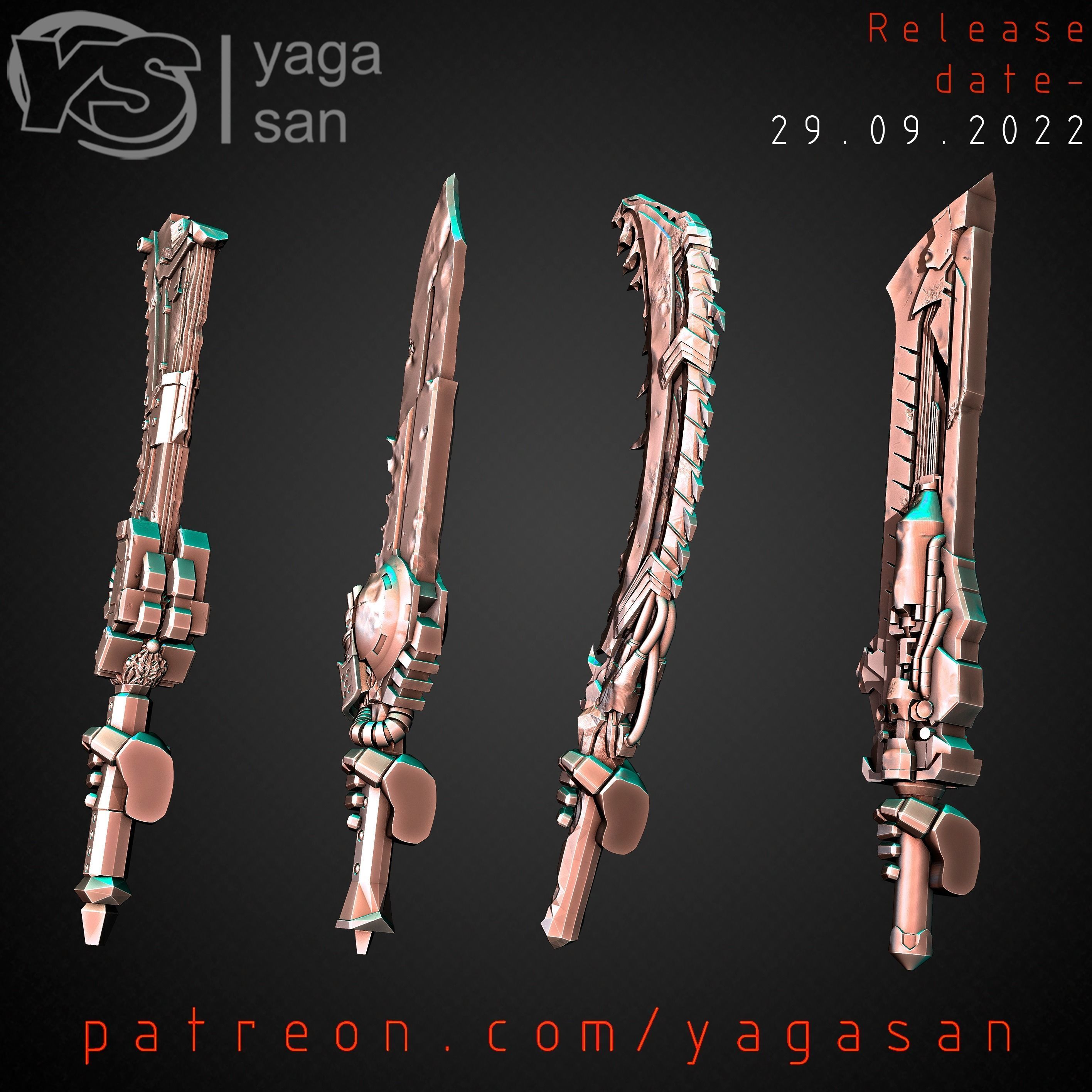 SAW SWORDS KITBASH PACK 3D print model_3