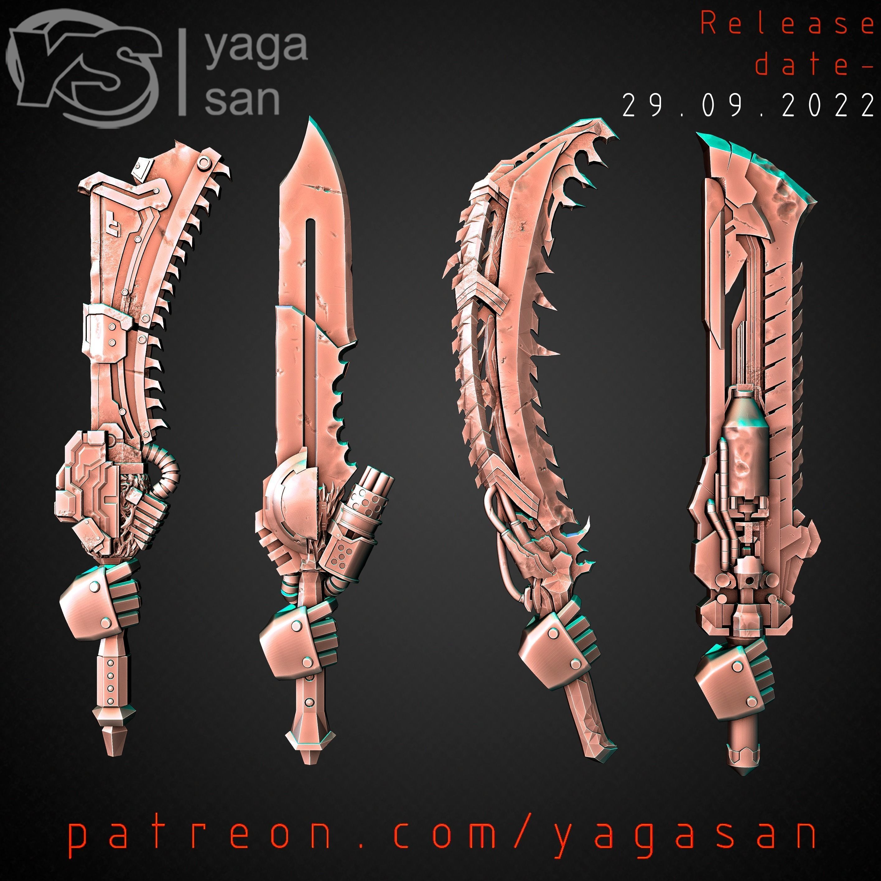 SAW SWORDS KITBASH PACK 3D print model_1