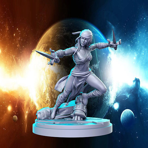 Elektra Marvel Super Hero 32mm Pre-supported 3D print model