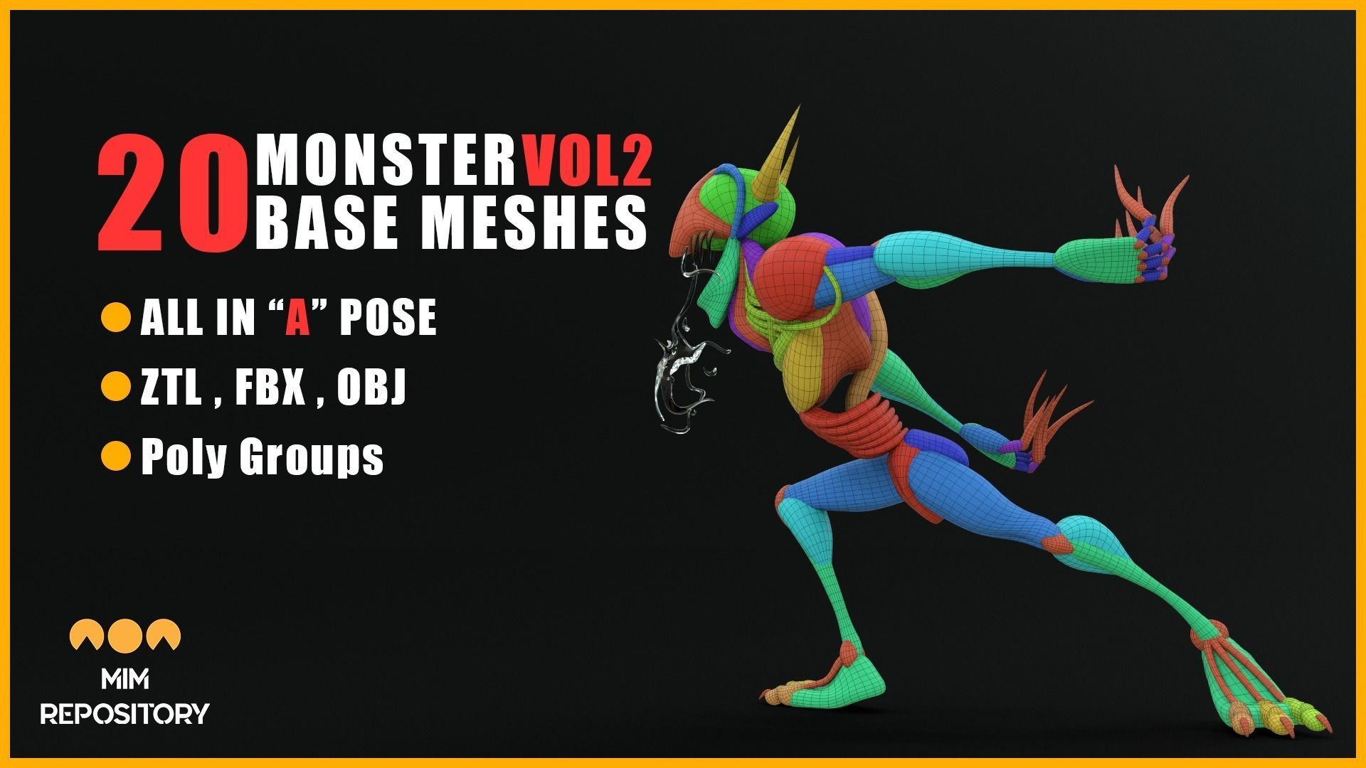20 Monster and Creature Base Meshes - VOL 02 3D model_2