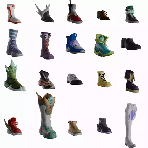 20 STYLIZED SHOE MODELS PACK 1 - LOW POLY