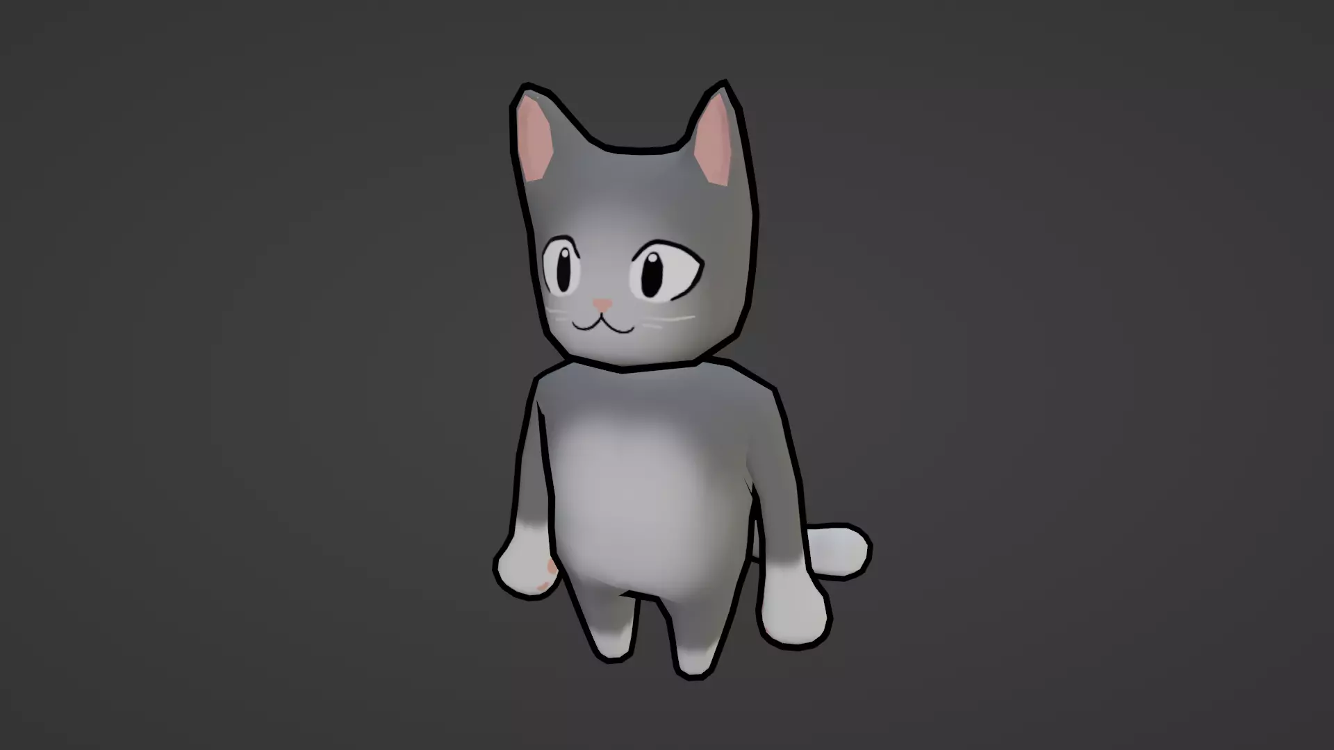 CUTE GRAY CAT ANIMATED AND TEXTURED Low-poly 3D model