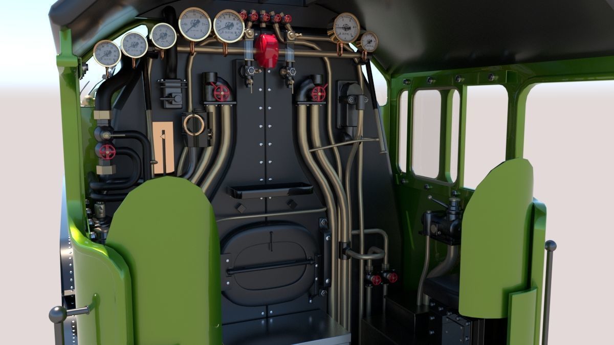 Flying Scotsman Steam Locomotive High Poly and Low Poly 3D model_36
