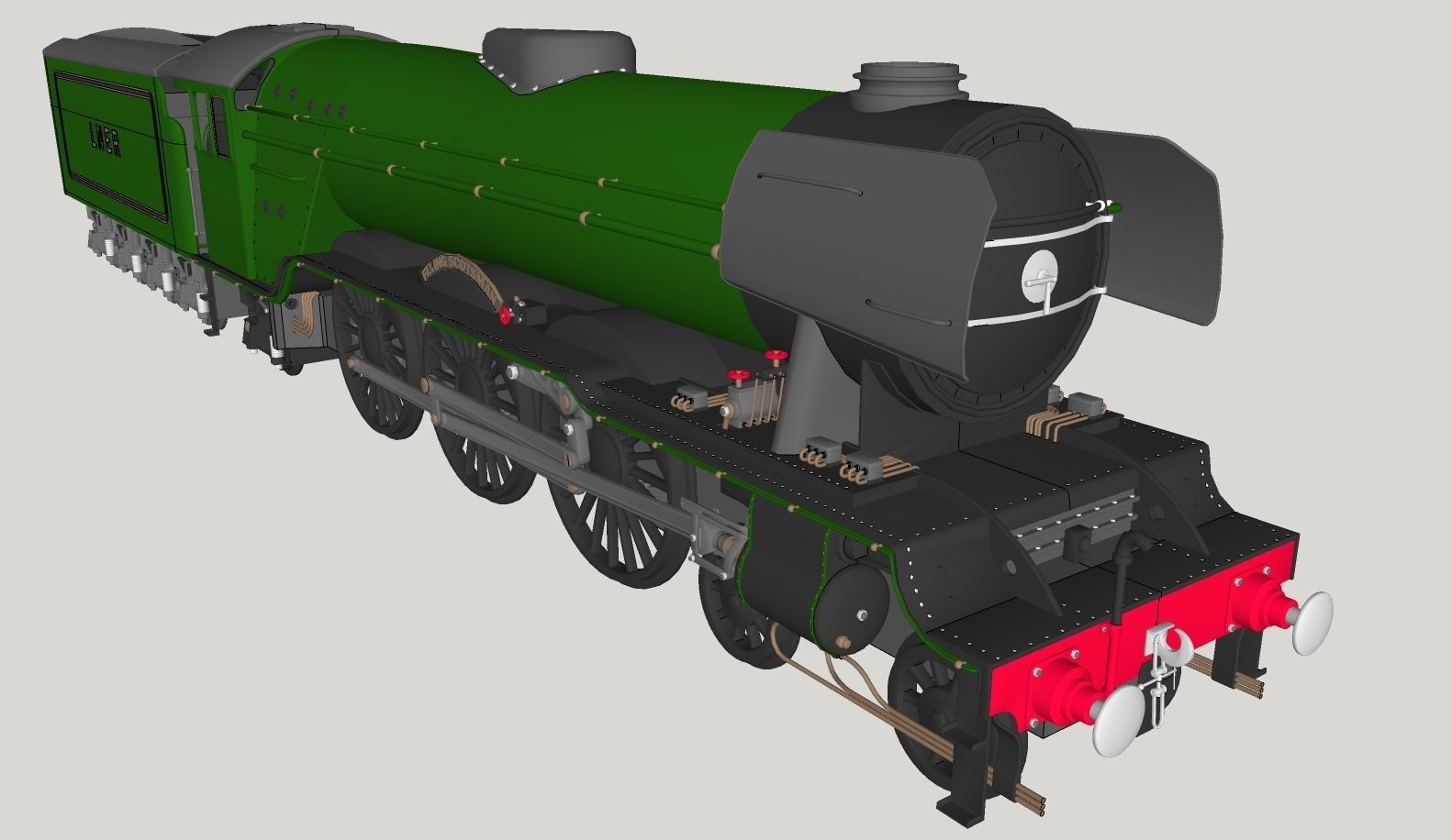 Flying Scotsman Steam Locomotive High Poly and Low Poly 3D model_37