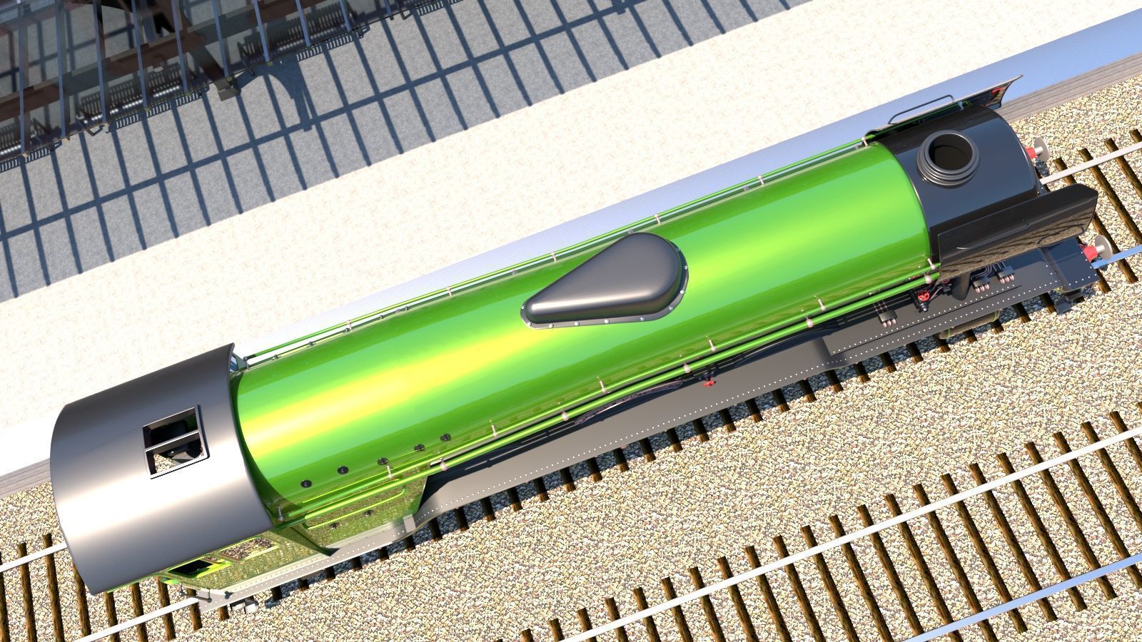 Flying Scotsman Steam Locomotive High Poly and Low Poly 3D model_6