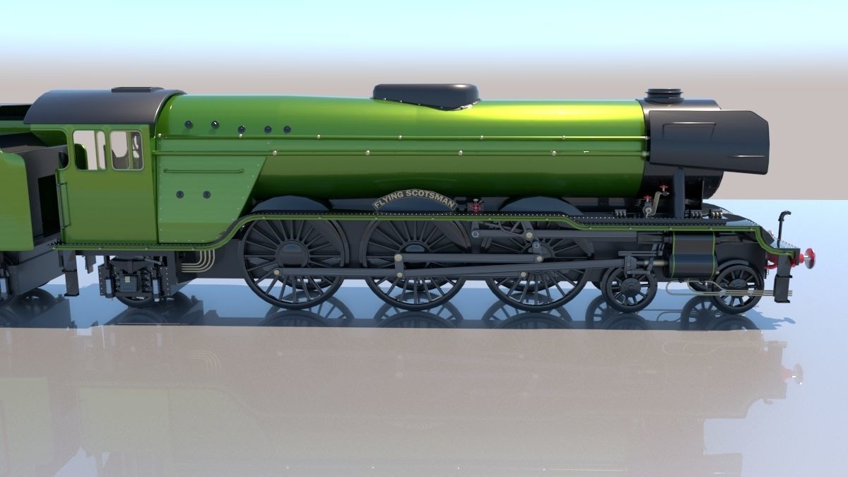 Flying Scotsman Steam Locomotive High Poly and Low Poly 3D model_29