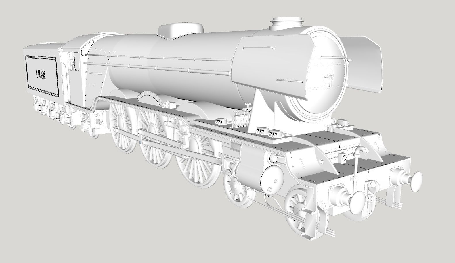 Flying Scotsman Steam Locomotive High Poly and Low Poly 3D model_18