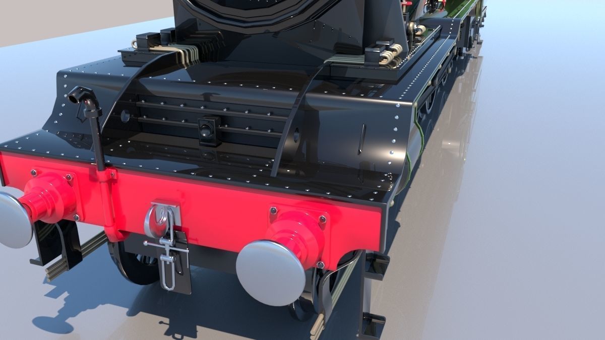 Flying Scotsman Steam Locomotive High Poly and Low Poly 3D model_32