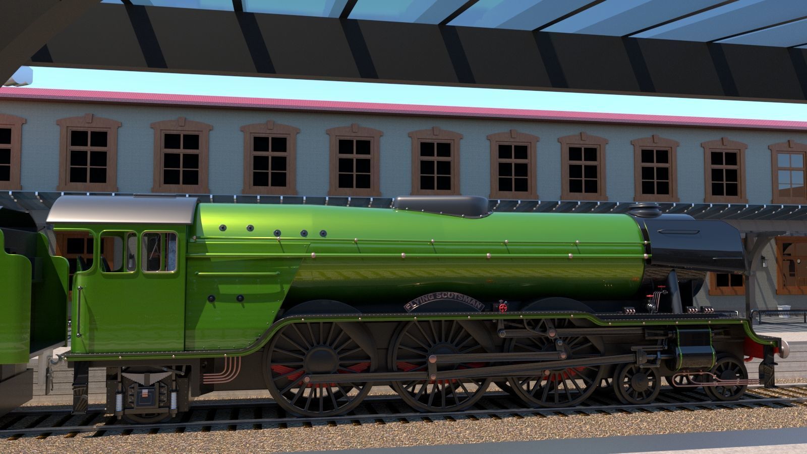Flying Scotsman Steam Locomotive High Poly and Low Poly 3D model_3