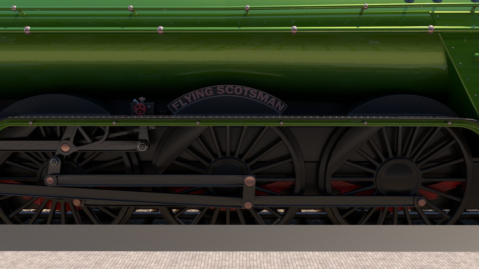 Flying Scotsman Steam Locomotive High Poly and Low Poly 3D model_9