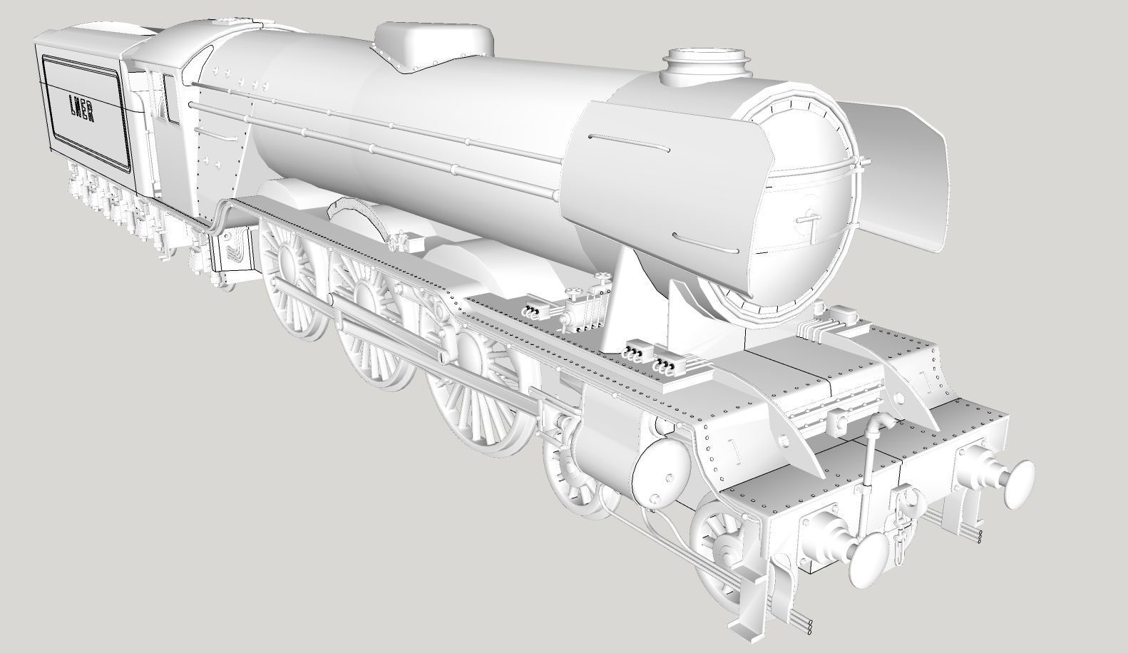 Flying Scotsman Steam Locomotive High Poly and Low Poly 3D model_42