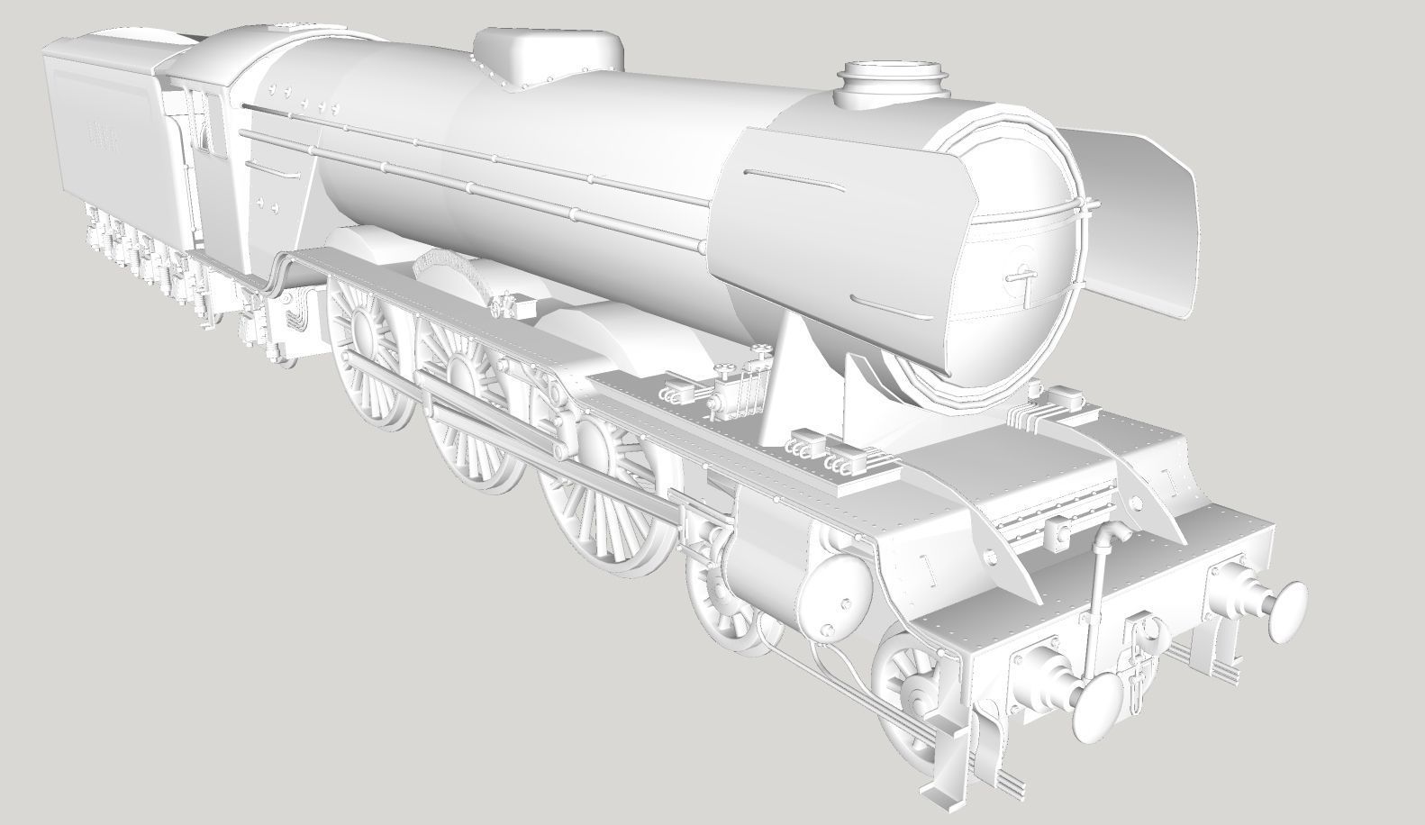 Flying Scotsman Steam Locomotive High Poly and Low Poly 3D model_43