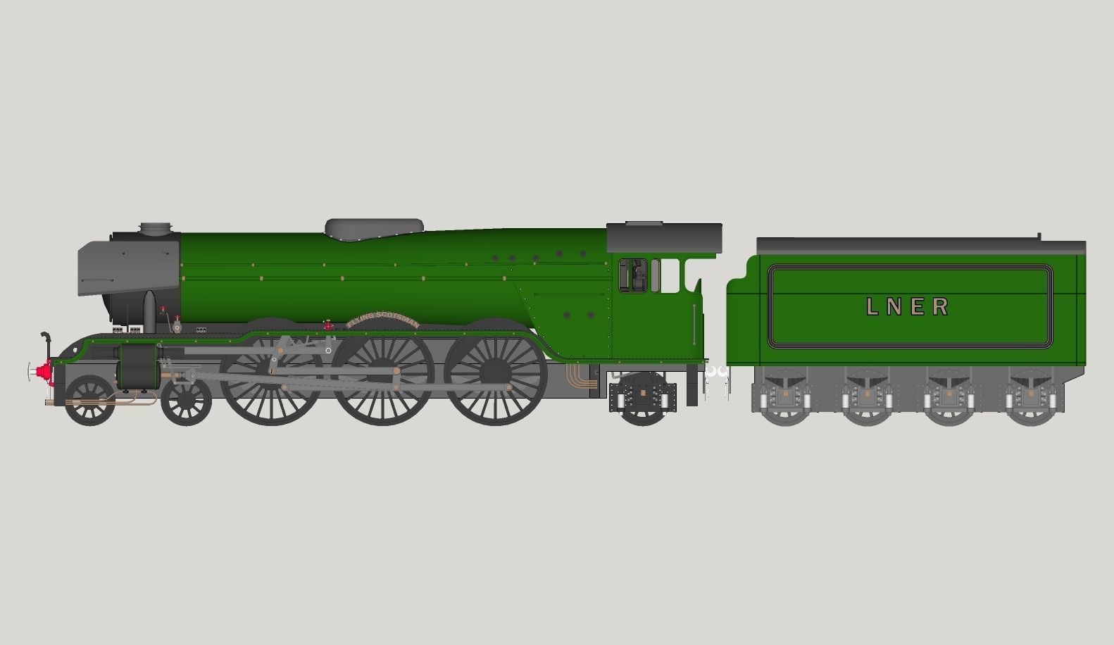 Flying Scotsman Steam Locomotive High Poly and Low Poly 3D model_47