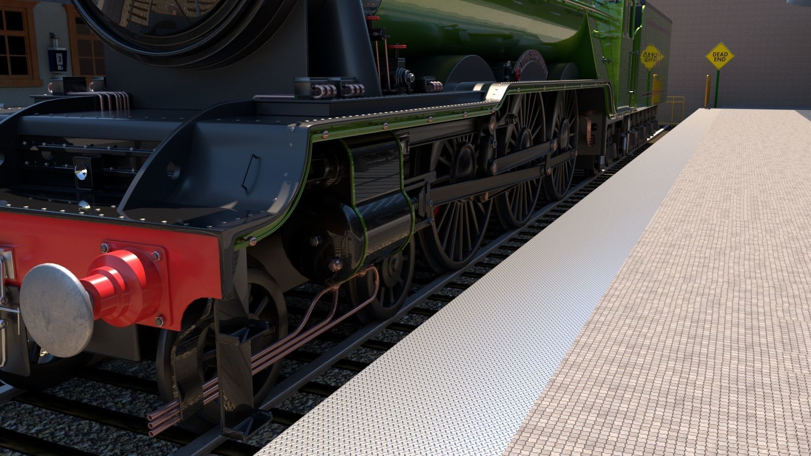 Flying Scotsman Steam Locomotive High Poly and Low Poly 3D model_7