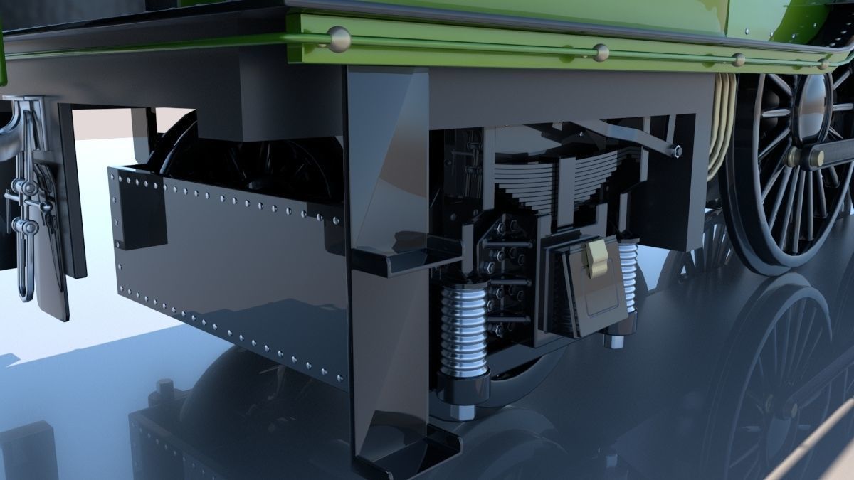 Flying Scotsman Steam Locomotive High Poly and Low Poly 3D model_35