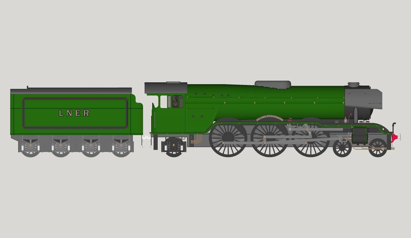 Flying Scotsman Steam Locomotive High Poly and Low Poly 3D model_48