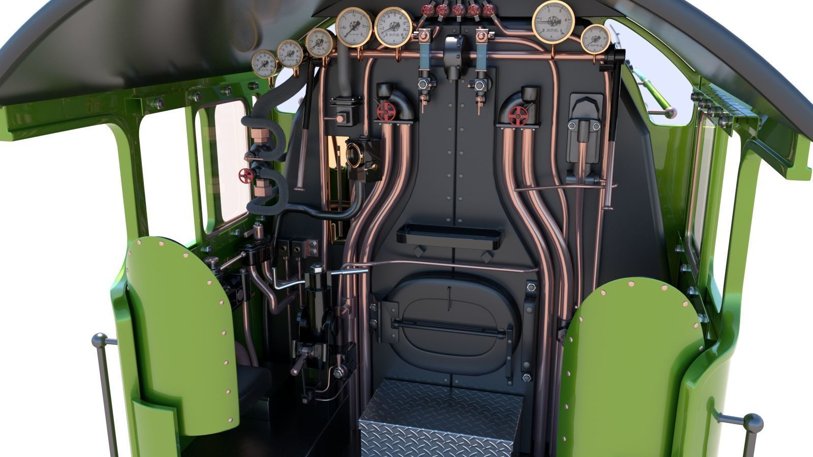 Flying Scotsman Steam Locomotive High Poly and Low Poly 3D model_12