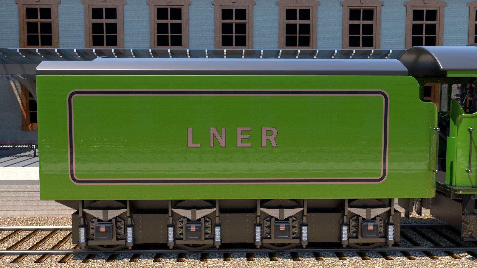 Flying Scotsman Steam Locomotive High Poly and Low Poly 3D model_4