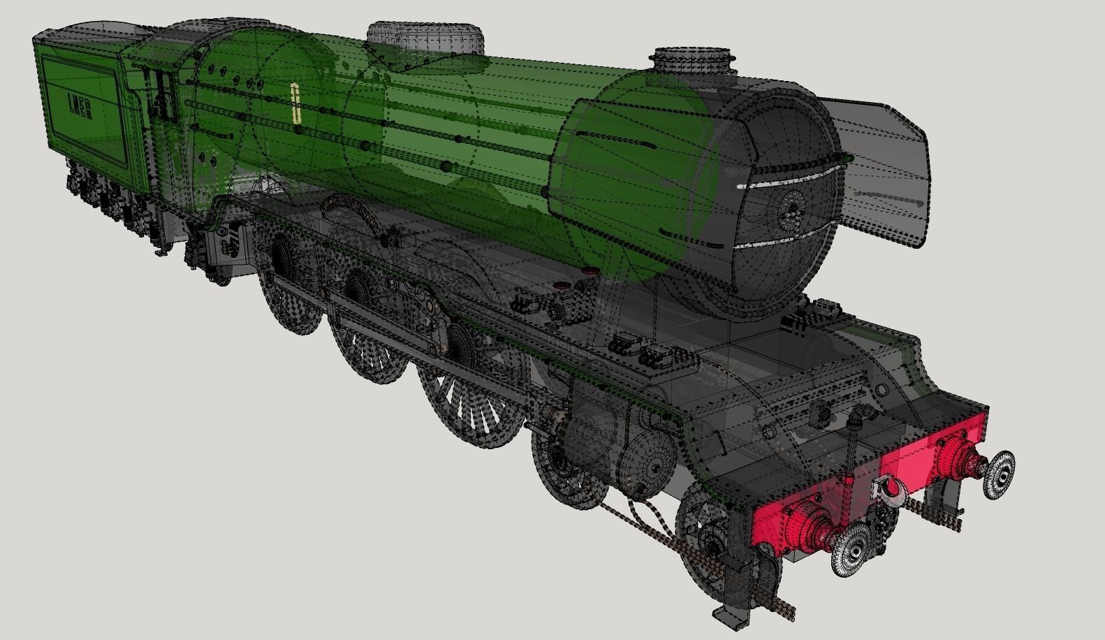 Flying Scotsman Steam Locomotive High Poly and Low Poly 3D model_39