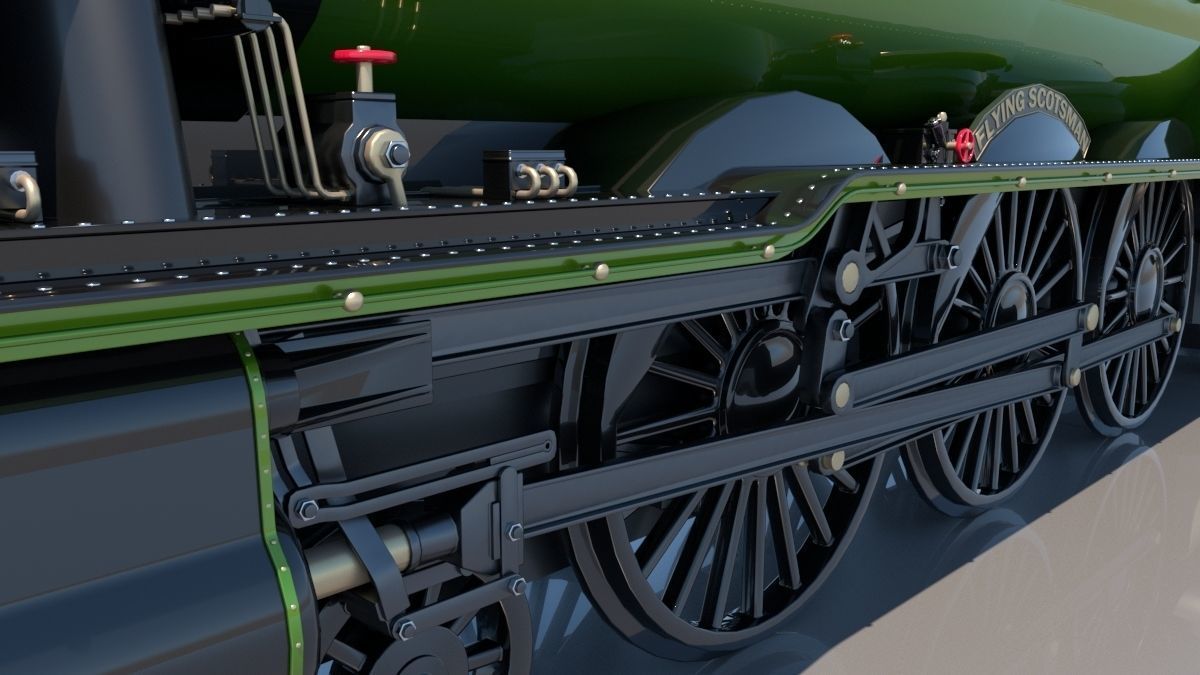 Flying Scotsman Steam Locomotive High Poly and Low Poly 3D model_33
