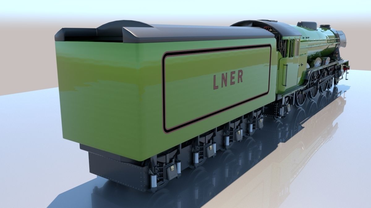 Flying Scotsman Steam Locomotive High Poly and Low Poly 3D model_28