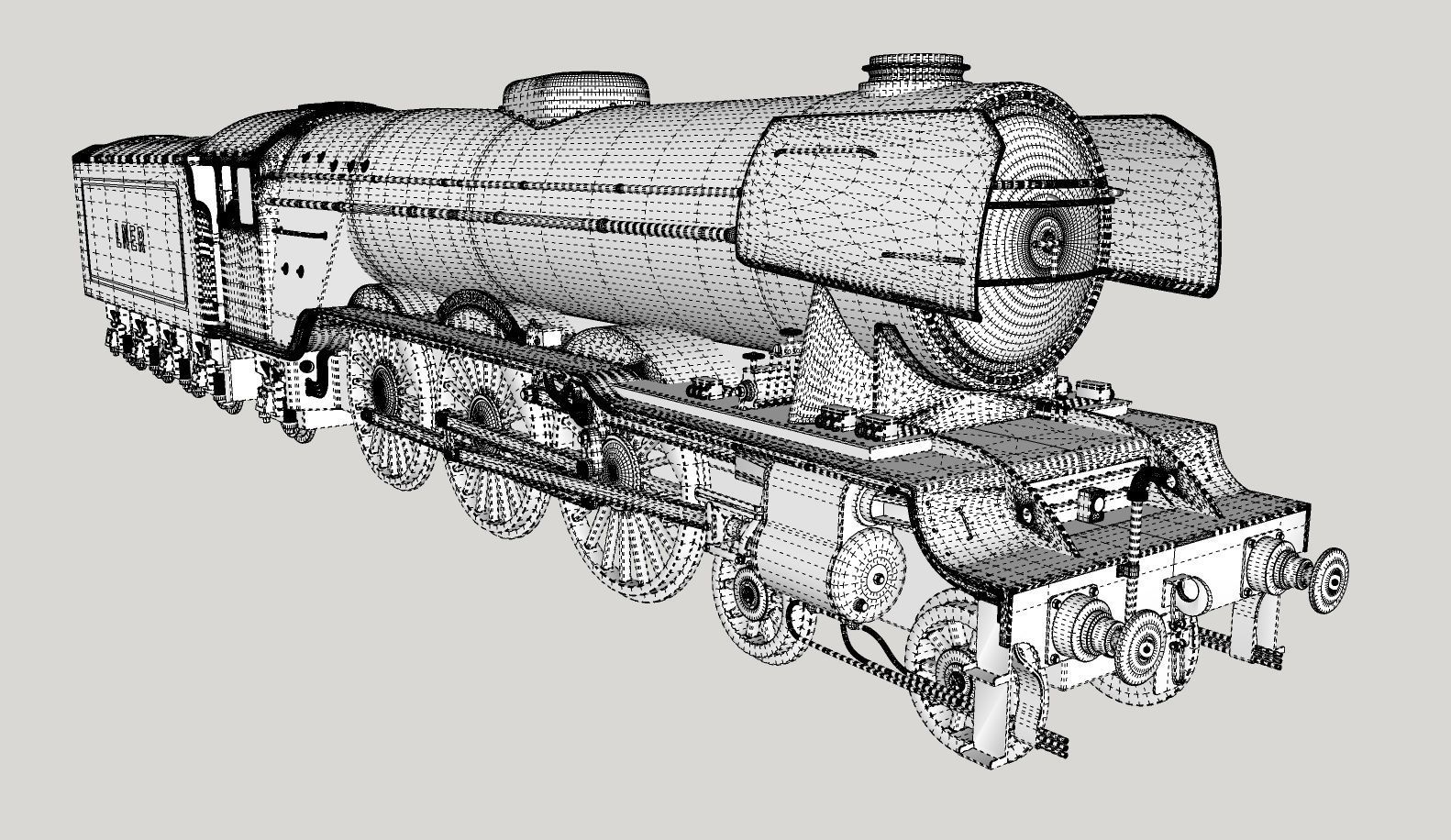 Flying Scotsman Steam Locomotive High Poly and Low Poly 3D model_19